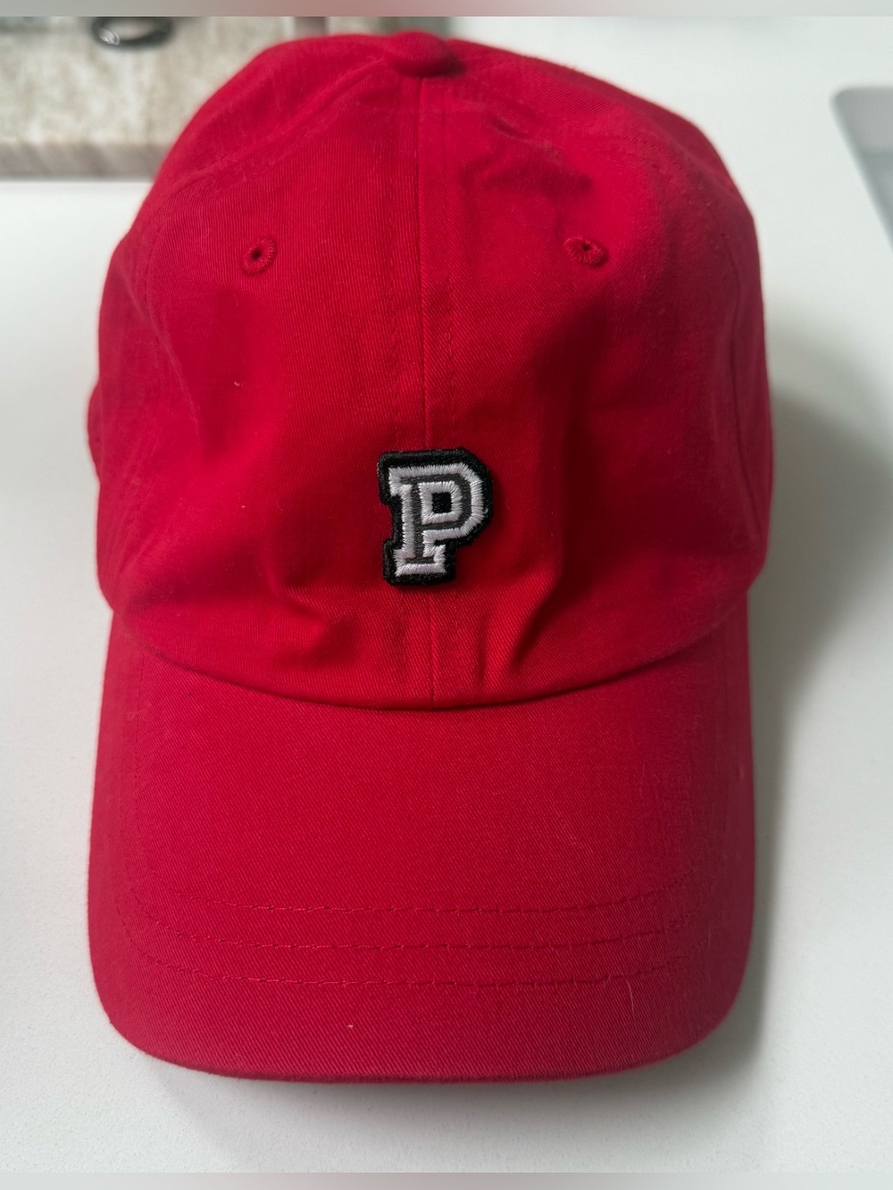 Pink Victoria’s Secret Red Baseball Cap with 'P' Patch